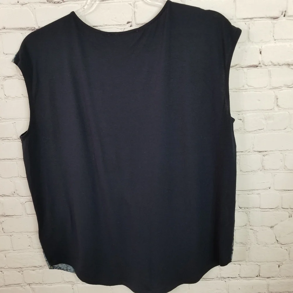 Michael Kors short sleeve blue & gold blouse
